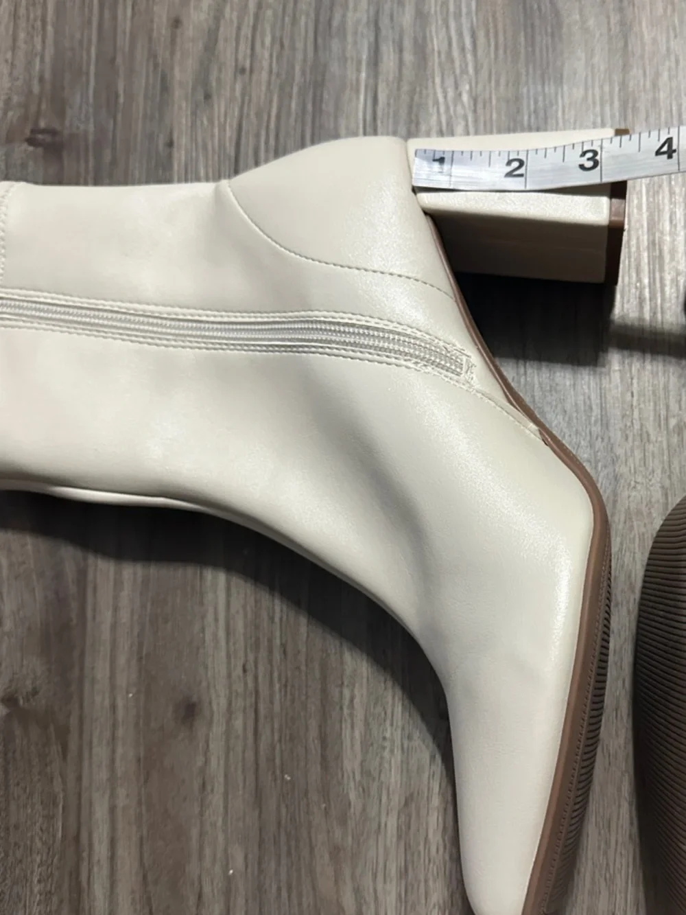 a new day Cream Pointed Toe Ankle Booties with Block Heel